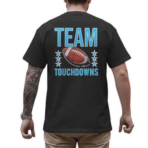 Cute Team Touchdowns Gender Reveal For Mom And Dad Men's Back Print T-Shirt - Father's Day Fun