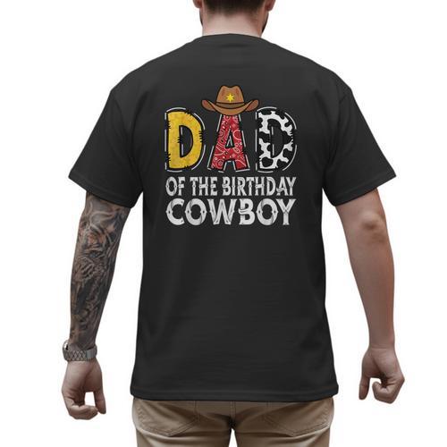 Dad 1st Birthday Cowboy Western Dad Birthday Boy Men's Back Print T-Shirt - Father's Day Fun