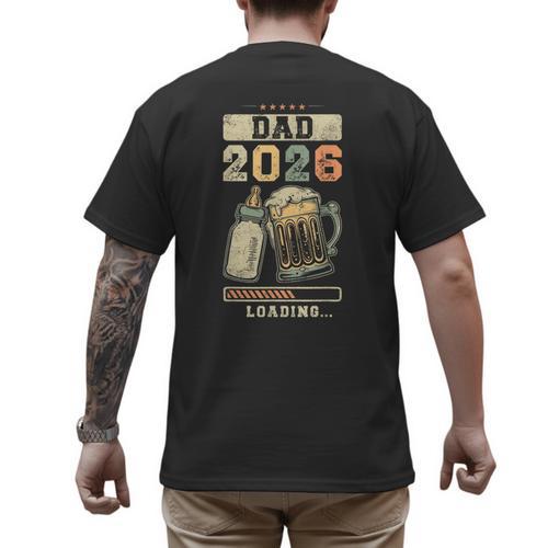 Dad 2026 Loading Baby Shower Going To Be a Dad Gender Reveal Men's Back Print T-Shirt - Father's Day Fun