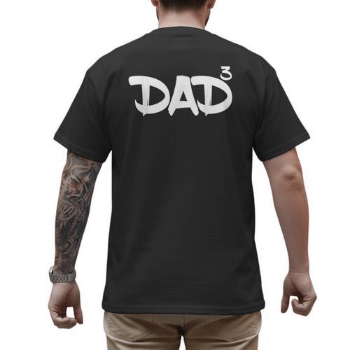 Dad 3 Kids 3rd Pregnancy Announcement Third Baby Tshirt Men's Back Print T-Shirt - Father's Day Fun