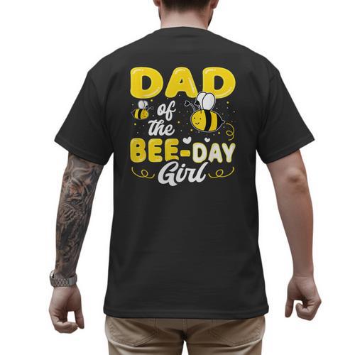 Dad Of The Bee Day Girl Hive Party Matching Birthday Sweet Men's Back Print T-Shirt - Father's Day Fun