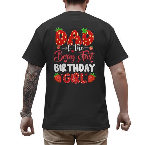 Dad Of The Berry First Birthday Of Girl Strawberry Men's Back Print T-Shirt - Father's Day Fun