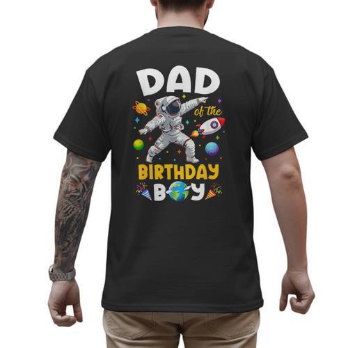 Dad Of The Birthday Boy Astronaut Outer Space Birthday Men's Back Print T-Shirt - Father's Day Fun