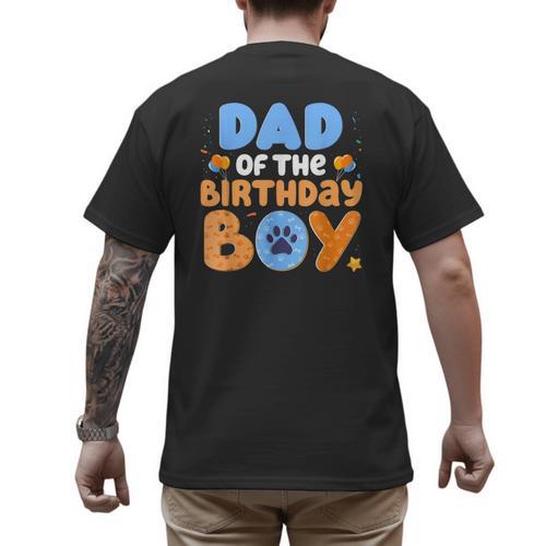 Dad Of The Birthday Boy Dog Lover Family Matching Men's Back Print T-Shirt - Father's Day Fun