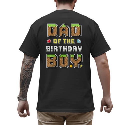 Dad Of The Birthday Boy Gamer Pixel Birthday Party Matching Men's Back Print T-Shirt - Father's Day Fun