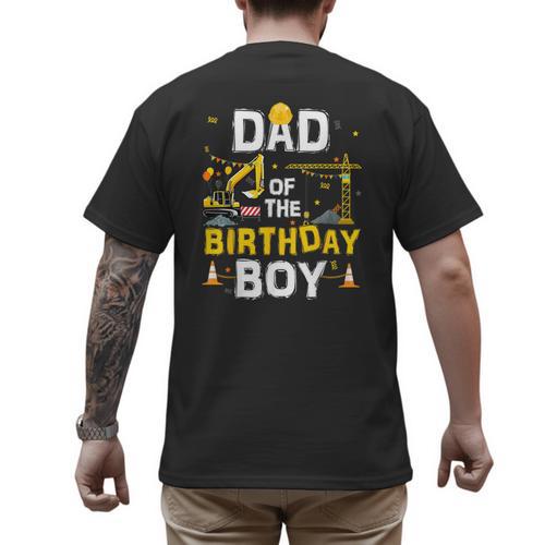 Dad Of The Birthday Boy Matching Construction Crew B-Day Men's Back Print T-Shirt - Father's Day Fun
