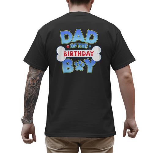 Dad Of The Birthday Boy Matching Dog Family Birthday Party Men's Back Print T-Shirt - Father's Day Fun