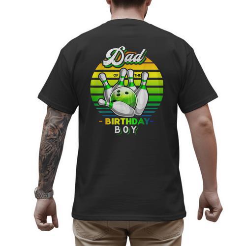 Dad Of The Birthday Boy Matching Family Bowling Birthday Men's Back Print T-Shirt - Father's Day Fun