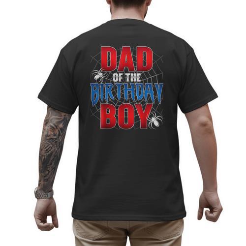 Dad Of The Birthday Boy Spider Web Birthday Party Matching Men's Back Print T-Shirt - Father's Day Fun