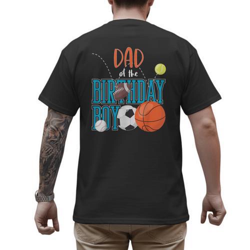 Dad Of The Birthday Boy Sports Matching Family Men's Back Print T-Shirt - Father's Day Fun
