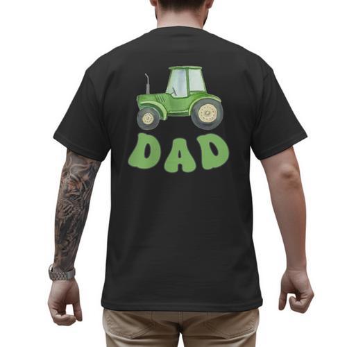 Dad Of The Birthday Boy Tractor Farm Trucks Family Party Men's Back Print T-Shirt - Father's Day Fun