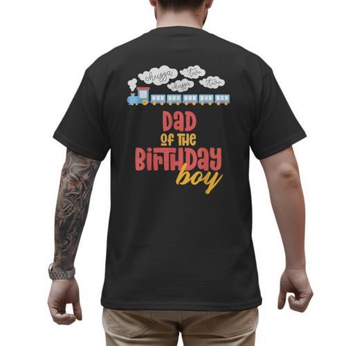Dad Birthday Boy Train I'm 2 Two Yr Old Chugga Engine Men's Back Print T-Shirt - Father's Day Fun