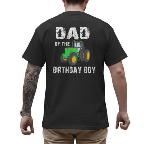 Dad Of The Birthday Boy Vintage Farm Tractor Party Family Men's Back Print T-Shirt - Father's Day Fun