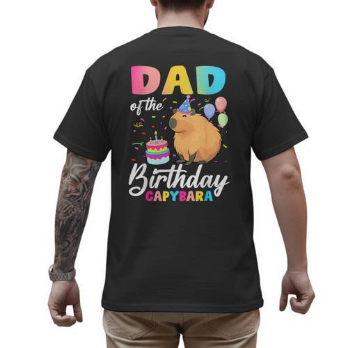 Dad Of The Birthday Capybara Girl Bday Party Family Men's Back Print T-Shirt - Father's Day Fun