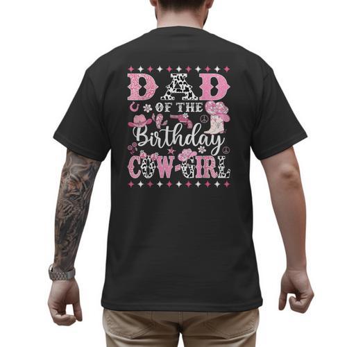 Dad Of The Birthday CowGirl Rodeo CowGirl Birthday Men's Back Print T-Shirt - Father's Day Fun