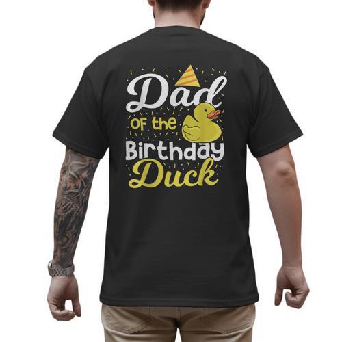 Dad Of The Birthday Duck Boy Rubber Duck Birthday Girl Men's Back Print T-Shirt - Father's Day Fun