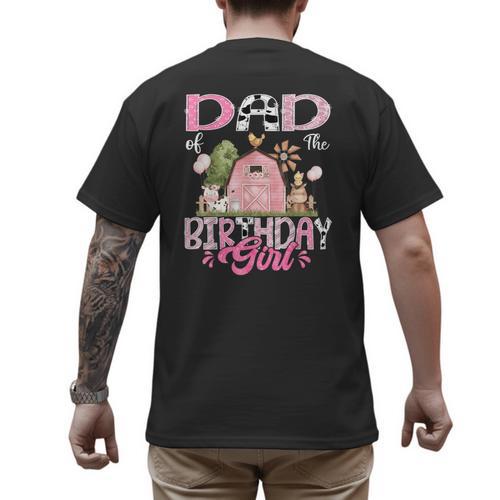 Dad Of The Birthday Girl 1St Birthday Pink Cow Farm Men's Back Print T-Shirt - Father's Day Fun