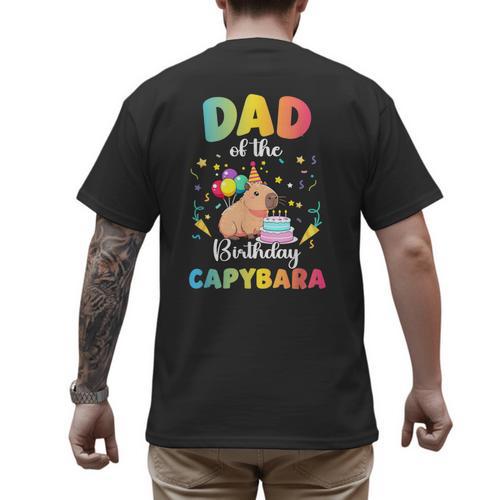 Dad Of The Birthday Girl Capybara Bday Party Family Men's Back Print T-Shirt - Father's Day Fun