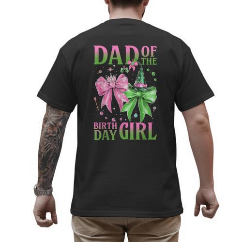 Dad Of The Birthday Girl Coquette Matching Family Party Men's Back Print T-Shirt - Father's Day Fun