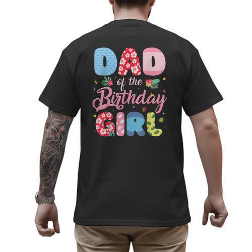 Dad Of The Birthday Girl Family Summer Beach Birthday Party Men's Back Print T-Shirt - Father's Day Fun