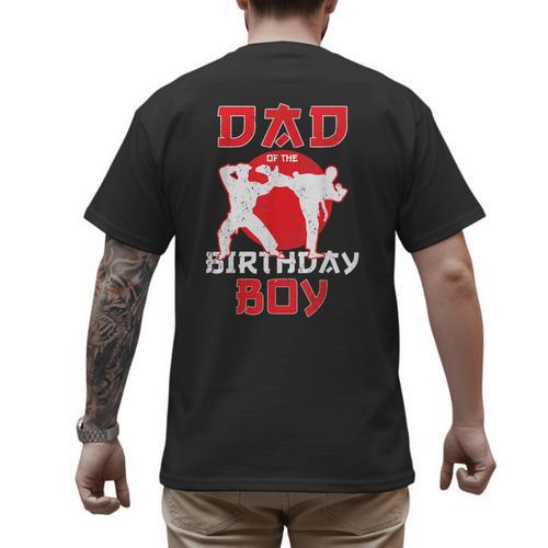 Dad Of The Birthday Karate Taekwondo Boy Martial Arts Men's Back Print T-Shirt - Father's Day Fun