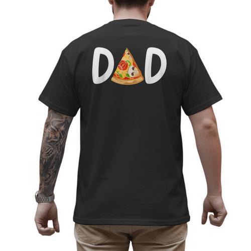 Dad Birthday Pizza 1st Birthday Pizza Family Matching Men's Back Print T-Shirt - Father's Day Fun