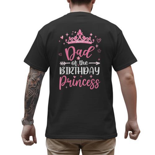 Dad Of The Birthday Princess Birthday Girl Kid Family Men's Back Print T-Shirt - Father's Day Fun