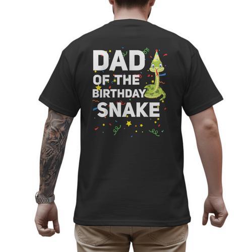 Dad Of The Birthday Snake Themed Birthday Party Men's Back Print T-Shirt - Father's Day Fun