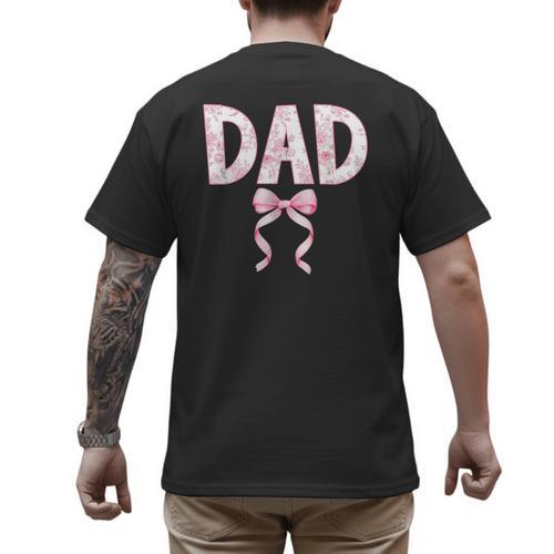 Dad Birthday Squad Matching Coquette Bow Family Party Men's Back Print T-Shirt - Father's Day Fun