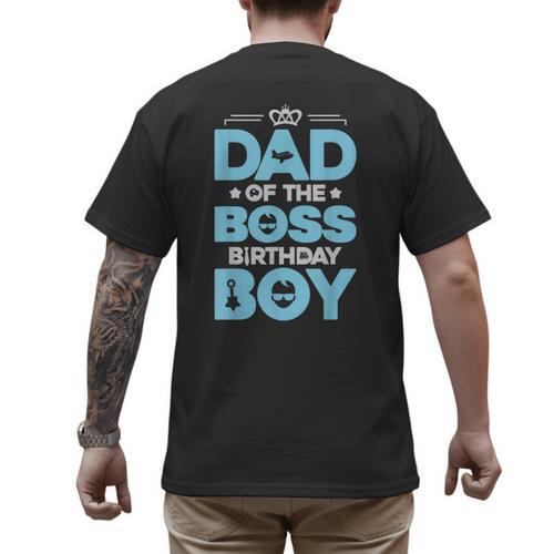 Dad Of The Boss Birthday Party Outfit Like A Boss Daddy Men's Back Print T-Shirt - Father's Day Fun