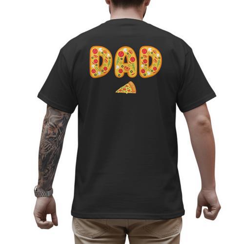 Dad Daddy Matching Birthday Squad Crew Pizza Family Men's Back Print T-Shirt - Father's Day Fun