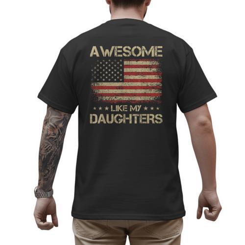 Dad From Daughter Awesome Like My Daughters Men's Back Print T-Shirt - Father's Day Fun