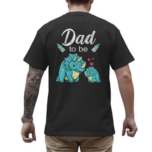 Dad To Be Dinosaur Baby Shower For Boy Men's Back Print T-Shirt - Father's Day Fun