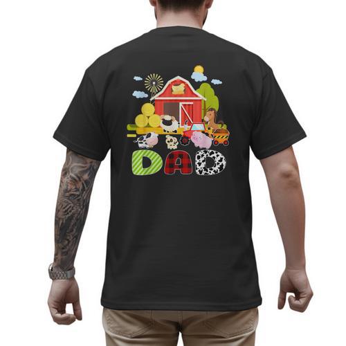Dad Farm Animal Birthday Family Matching Party Men's Back Print T-Shirt - Father's Day Fun