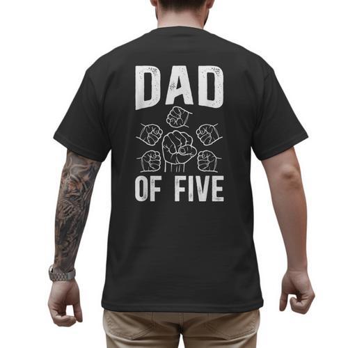 Dad Of Five Father Of 5 Proud Dad Of 5 Father Of Five Men's Back Print T-Shirt - Father's Day Fun