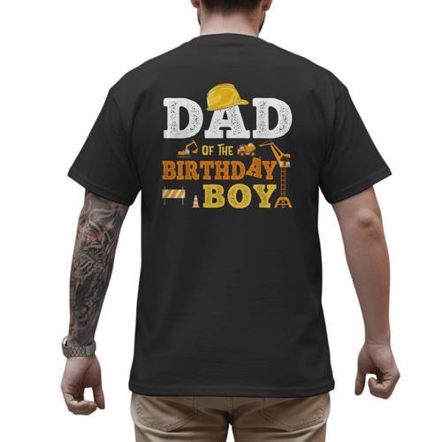 Dad Mom Of The Birthday Boy Kid Construction Matching Family Men's Back Print T-Shirt - Father's Day Fun