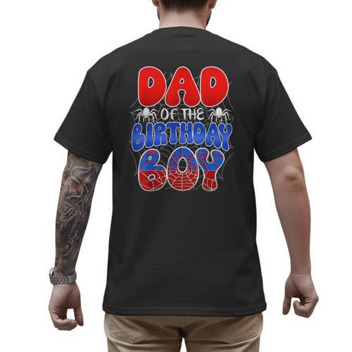 Dad And Mom Birthday Boy Spider Family Matching Men's Back Print T-Shirt - Father's Day Fun