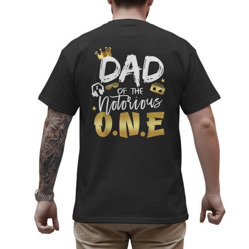 Dad Of The Notorious One Old School 1st Hip Hop Birthday Men's Back Print T-Shirt - Father's Day Fun