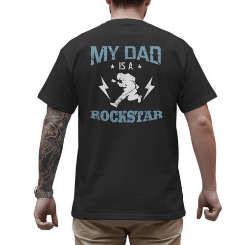 MY DAD IS A ROCKSTAR DADDY Father Sday Men's Back Print T-Shirt - Father's Day Fun