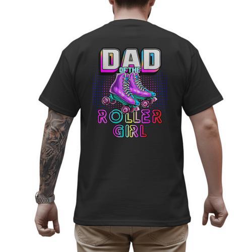 Dad Of Roller Girl Roller Skating Birthday Matching Family Men's Back Print T-Shirt - Father's Day Fun