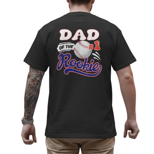 Dad Rookie Of Year 1st Birthday Baseball Theme Matching Men's Back Print T-Shirt - Father's Day Fun