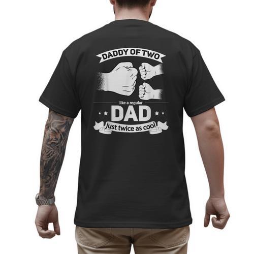 Dad Squared Fathers Day Dad Of Two Cool Daddy Of 2 Men's Back Print T-Shirt - Father's Day Fun