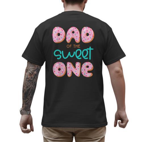 Dad Of Sweet One First Birthday Matching Family Donut Theme Men's Back Print T-Shirt - Father's Day Fun