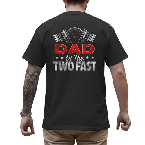 Dad Of The Two Fast Second Birthday Racing Car Family Men's Back Print T-Shirt - Father's Day Fun