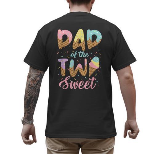 Dad Of The Two Sweet Birthday Girl Ice Cream Lovers 2nd Men's Back Print T-Shirt - Father's Day Fun