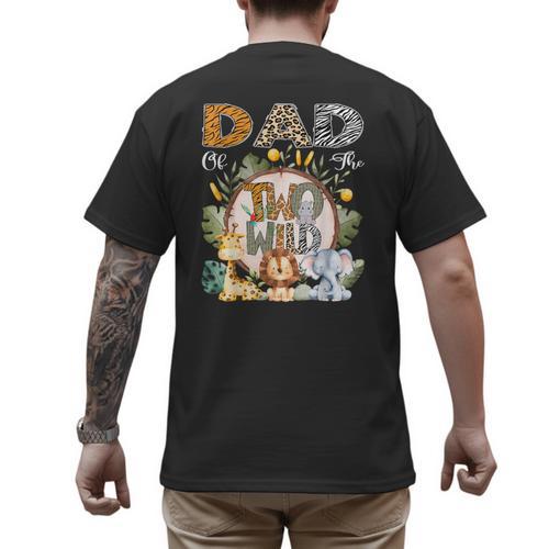 Dad Of The Two Wild Animal Safari 2Nd Birthday Party Men's Back Print T-Shirt - Father's Day Fun