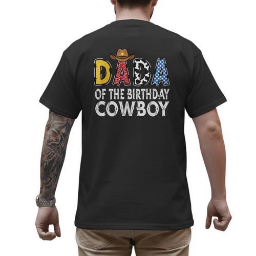 Dada 1st Birthday Cowboy Western Dada Birthday Boy Men's Back Print T-Shirt - Father's Day Fun