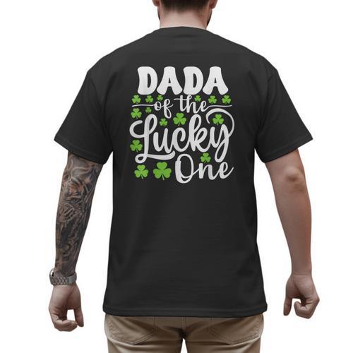Dada Of The Lucky One First Birthday St Patrick's Day Men's Back Print T-Shirt - Father's Day Fun