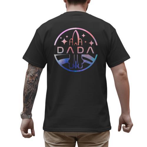 Dada Space Astronaut Rocket Birthday Party Men's Back Print T-Shirt - Father's Day Fun