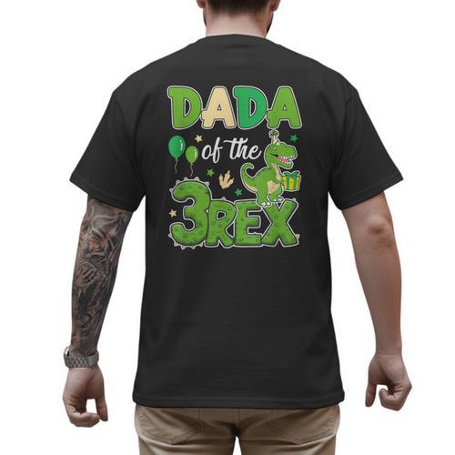Dada Of The Three Rex Birthday Dinosaur Family Matching Men's Back Print T-Shirt - Father's Day Fun